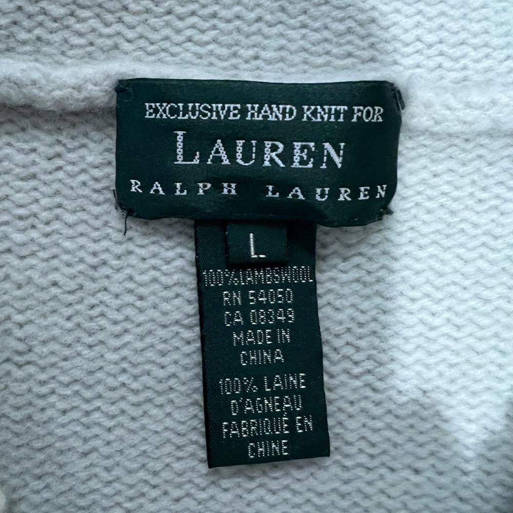 RALPH LAUREN VTG  EXCLUSIVE Hand Knit Lambswool Sweater Winter Scene Sled L - Picture 10 of 10